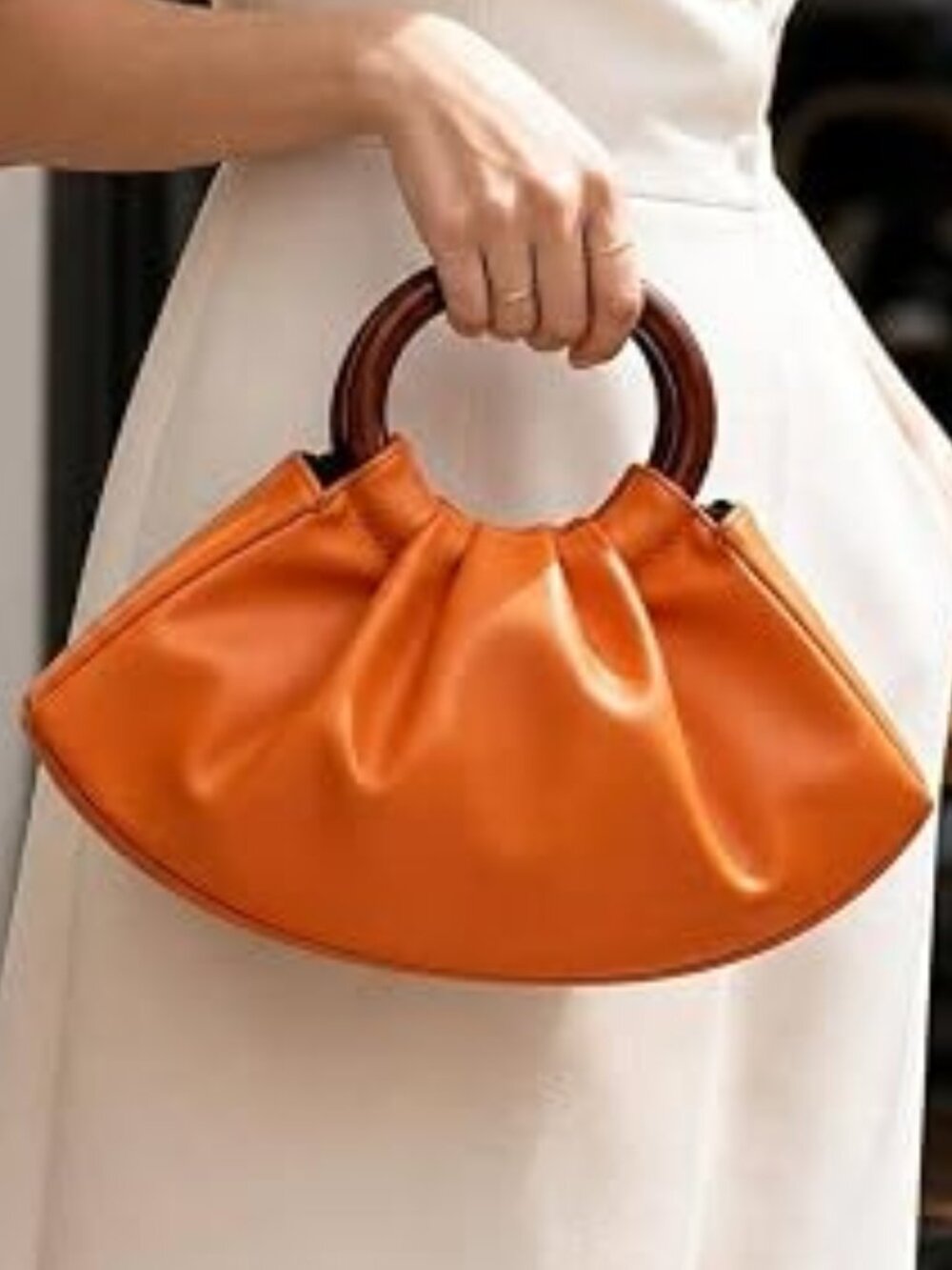 Neiman Marcus Ruched Puffy PU Leather Handbag
